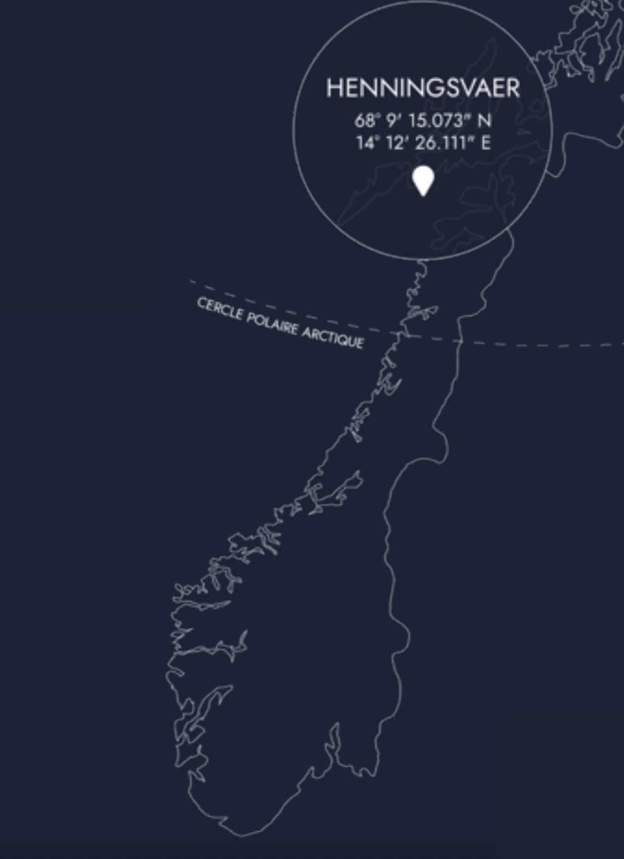 Mapa: Henningsvær, al norte del Círculo Polar Ártico
